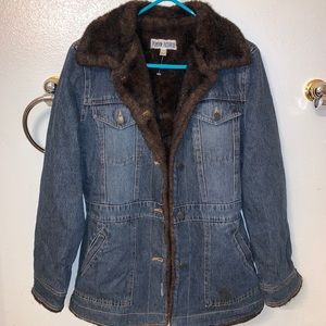 Vintage faux fur lined denim jacket-Marvin Richard